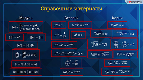 Module root. Модуль в степени. Преобразование степеней и корней. Преобразование корня в степень. Вычисления и преобразования.