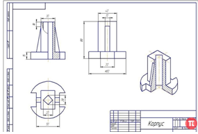 Инженерная графика корпус чертеж в разрезе