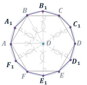 Нарисовать шестиугольник без циркуля