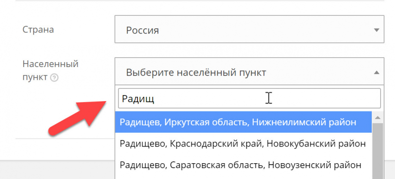 Какой указывать населенный пункт